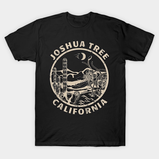 Joshua Tree California Linocut Desert Illustration T-Shirt by grendelfly73